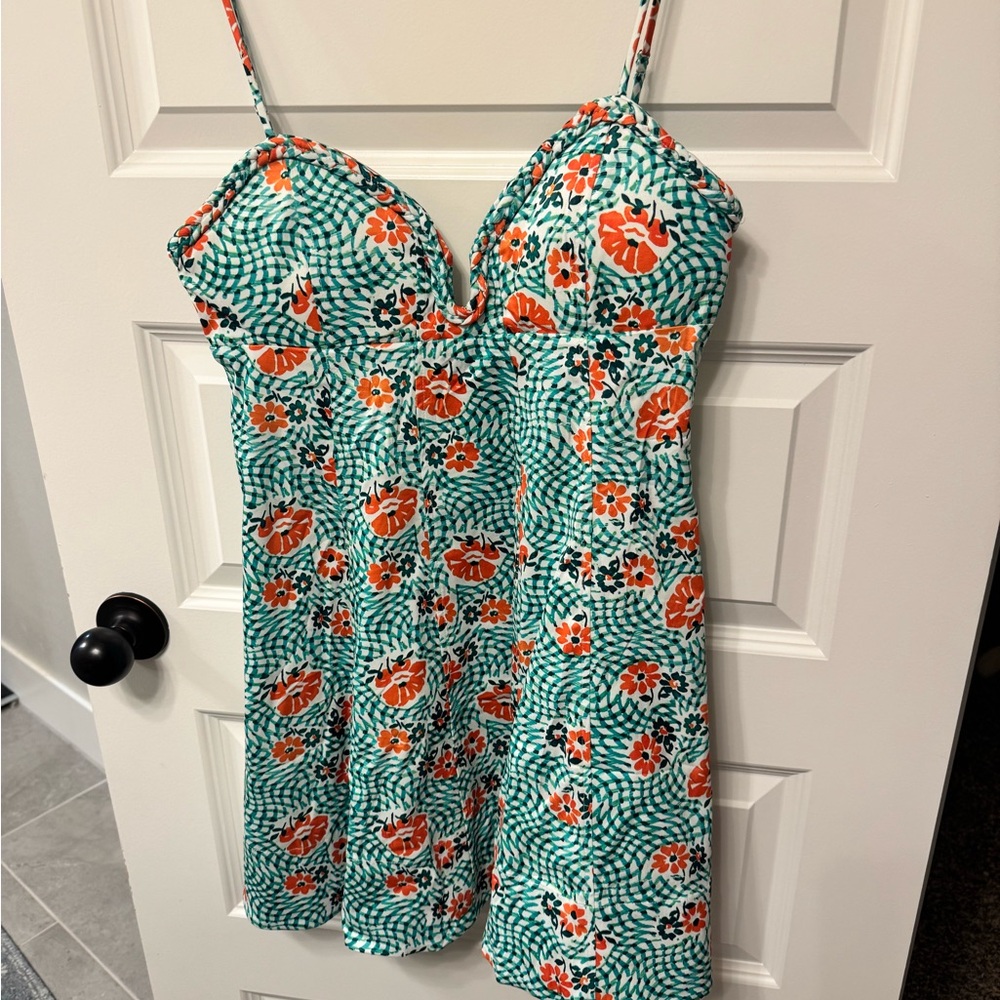 Floral Patterned Dress with Spaghetti Straps